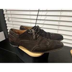 FINSBURY Italian Made Brown Suede Cap Toe Dress Shoes 8 (34)